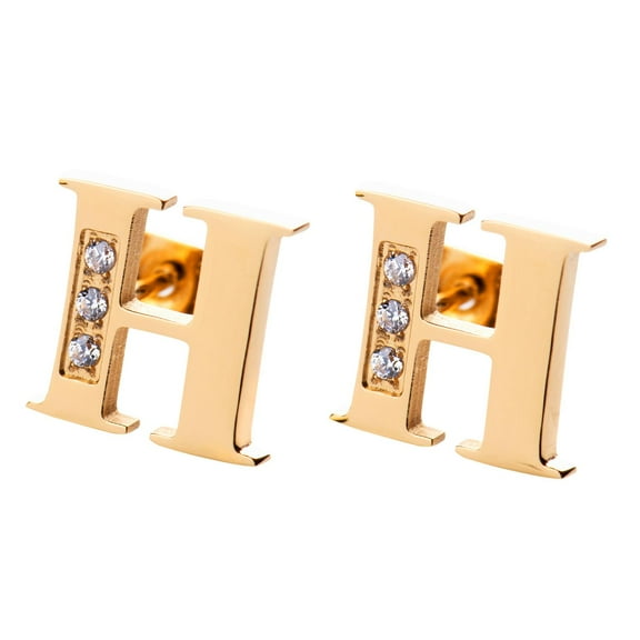 Aretes Mujer LuckyLy, Inicial Letra A, Acero Inoxidable con Oro 18k y Zirconia Cúbica, Modelo Tina dorado UNITALLA