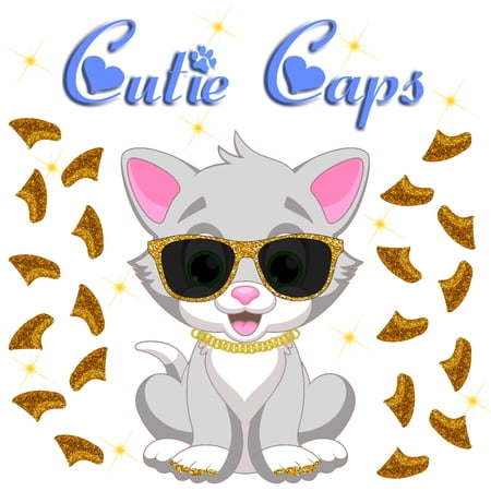 Cutie Caps 40 pack Large 24k Gold Glitter Soft Nail Guard for Cat Paws / Claws