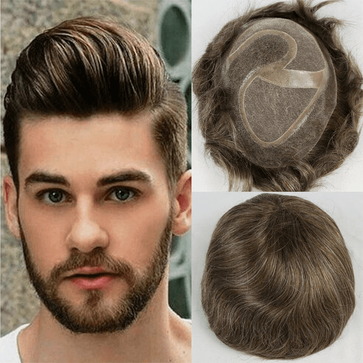 Replacement for Men Thin Skin Toupee Mono Lace Top Mens Hair Pieces