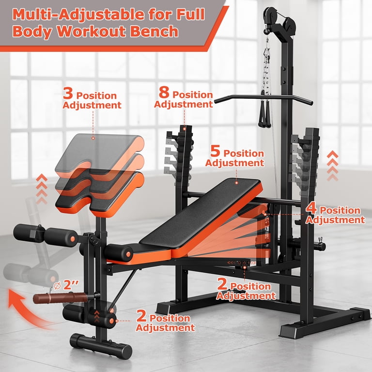 GIKPAL 800lbs 10-in-1 Multi-Function Adjustable Weight Bench Set