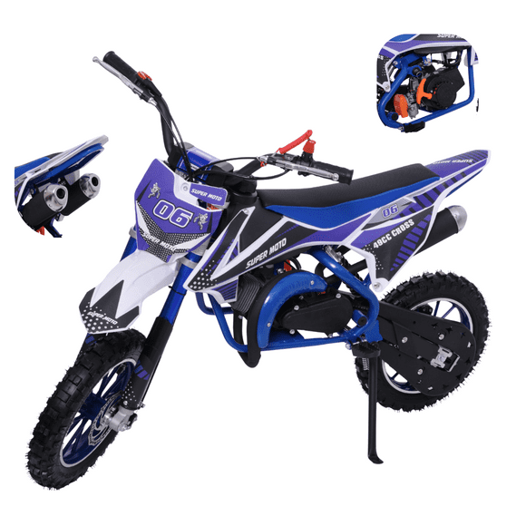 Moto Cross Para Niños Starkids Skr1006 Gasolina Doble Escape Azul Con Blanco