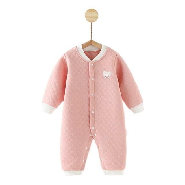 WRKEKC Barboteuse Matelassée pour Bébé Motif Col Rond Boutons Pression Épaissie Chaude Ajustée Confortable Combinaison Automne Hiver pour Garçons et Filles 3-24 Mois