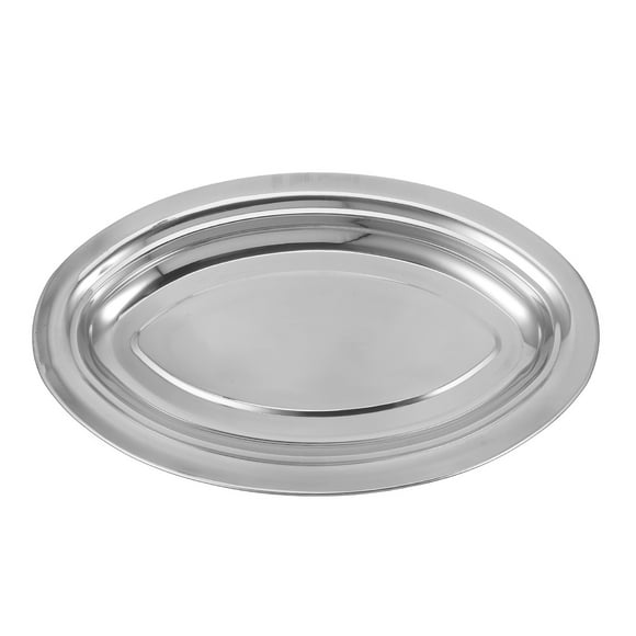 1 plato ovalado de acero inoxidable para pescado humeante, bandeja de servicio para aperitivos y postres.