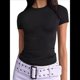 thumbnail image 1 of Camisetas Básicas de Verano para Mujer, Corta, Cuello Redondo, Corte Entallado, Bonitos Jerséis Cortos Negro M, 1 of 8