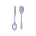 thumbnail image 1 of 2 Pcs Nonstick Silicone Slotted Spoons,7.95 Inch High Temperature Serving Cooking Baking Spoons,Slotted and Solid Serving Spoon Set,Silicone Mixing Spoons Basting for Nonstick Cookware,Purple, 1 of 7