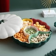 thumbnail image 5 of Pumpkin Shaped Snacks Serving Tray, Wheats Pumpkin Candy Box with Lid Multi Sectional Snack Bowl Trays, Dried Fruit Tray Organizer for Home Holiday(White), 5 of 6