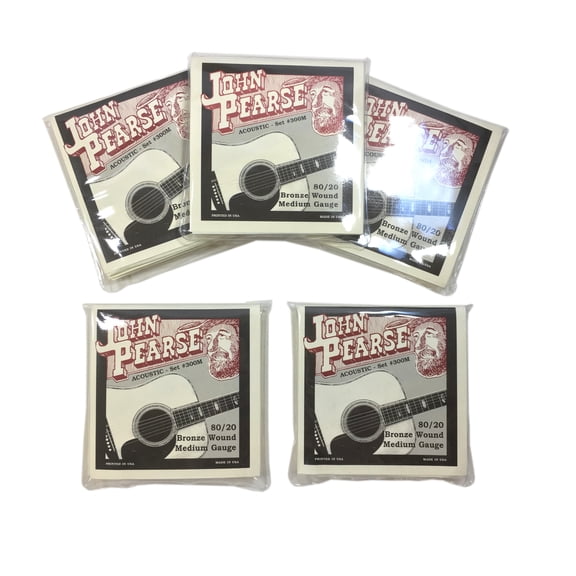 John Pearse Guitar Strings 5-Sets Acoustic 300M Medium Bronze Wound
