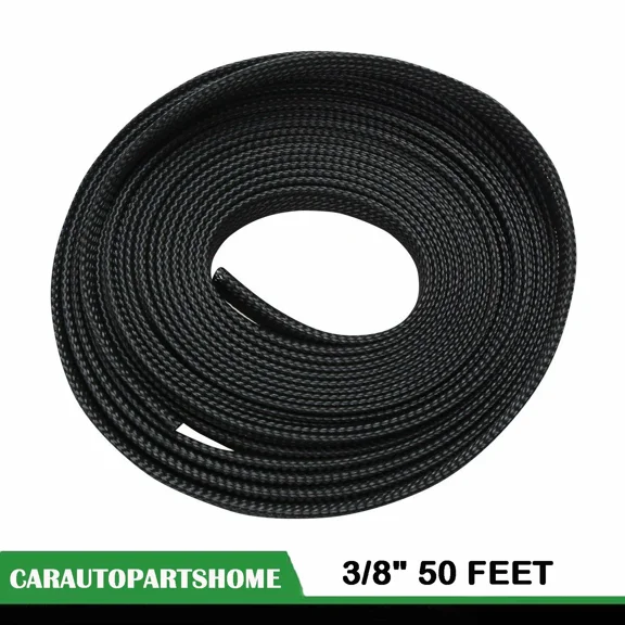 3/8" 50 Ft Black Expandable Wire Cable Sleeving Sheathing Braided Loom Tubing