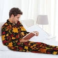 thumbnail image 6 of Naloa Autumn Maple Leaves A Men’s Pajamas Set - Long Sleeve Button Down Sleep Shirt and Pajama Bottoms Sleepwear Set-Medium, 6 of 7
