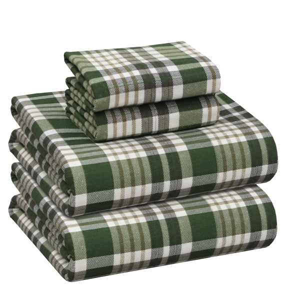 RUVANTI 100% Cotton Flannel Sheets Twin Size 4 Pcs Set, Double Brushed Ultra Soft, Warm & Cozy All Seasons Deep Pocket Bedding -  Olive Brown