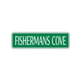 thumbnail image 1 of Fisherman's Cove Novelty Street Sign Garage Man Cave Bar Fishing Boat Wall Decor 4x13.5, 1 of 1