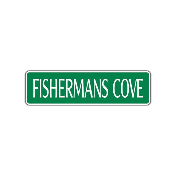 Fisherman's Cove Novelty Street Sign Garage Man Cave Bar Fishing Boat Wall Decor 4x13.5
