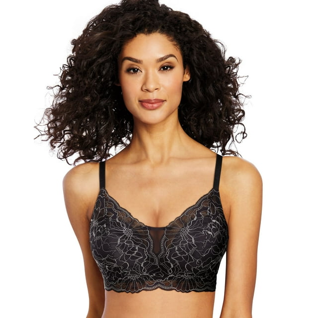 Bali Soutien-Gorge Sans Armatures en Dentelle pour Femme, 3TG, Noir/gris Cristal