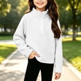 thumbnail image 5 of Falkdiz Long Sleeve Sweatshirts for Girls 1/4 Zipper Warm Pullover Winter Outdoor Casual Travel Girls Shirts Solid Color White , Size: 140, 5 of 8