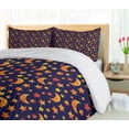 thumbnail image 5 of Ambesonne Nocturnal Duvet Cover Sets, Moons and Stars Shapes, 2-Queen, Indigo Marigold Mustard, 5 of 7