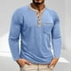 thumbnail image 1 of pstuiky camisa de manga larga para hombre, Blusas casuales de manga larga con cuello redondo, botones, cuadros, bolsillos y bloques de color para hombre salir tops xxxl, 1 of 8
