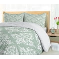 thumbnail image 5 of Ambesonne Damask Duvet Cover Sets, Floral Ivy Style Motifs Art, 2-King, Pale Sage Green White, 5 of 7
