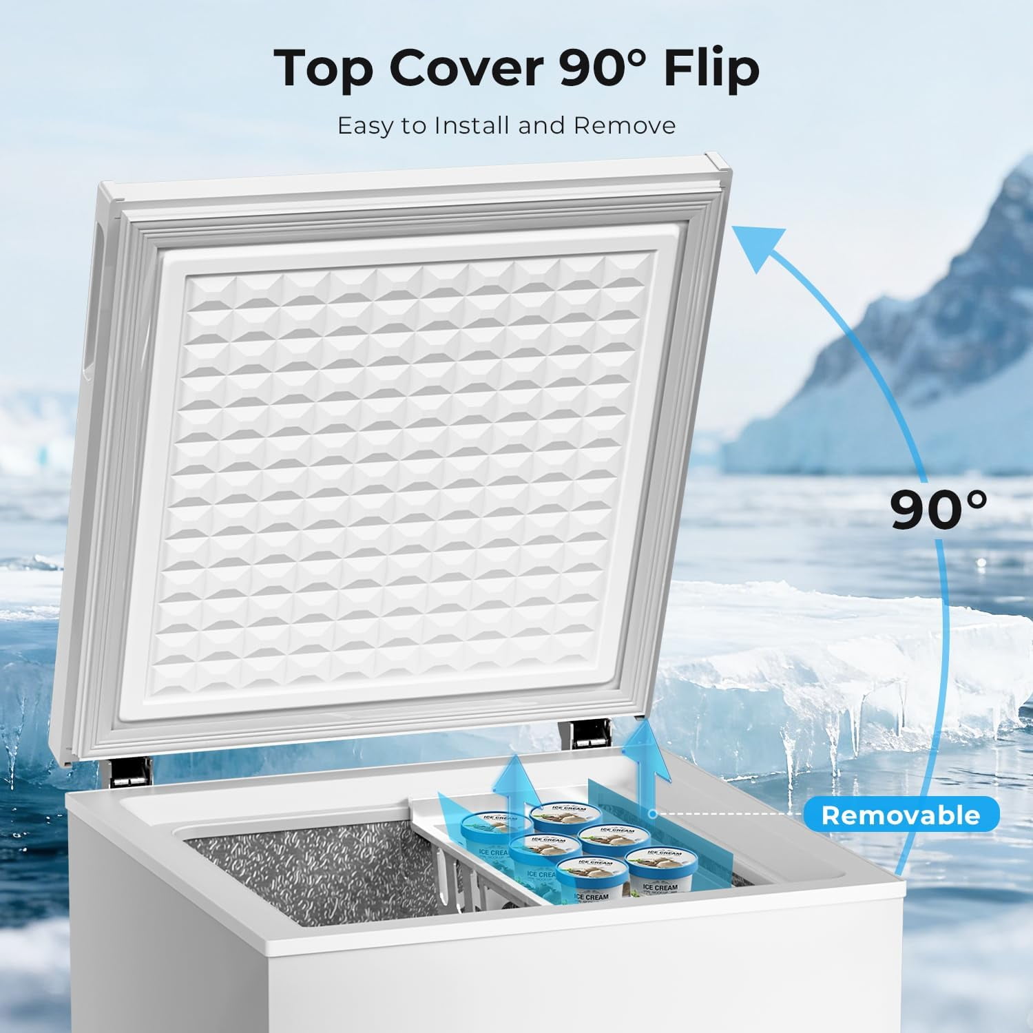 Chest Freezer 3.2 Cubic Feet 14℉to -40℉ Low Temperature Deep Freezer with Removable Basket,Free Standing Top Open Door Small Freezer,Adjustable Temperature for Home,Basement,Kitchen,White