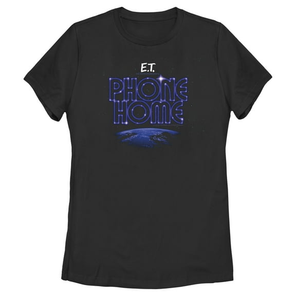 Women's E.T. the Extra-Terrestrial Earth Phone Home  Graphic Tee Black Small
