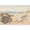 thumbnail image 2 of Edward Lear 18x13 Black Ornate Wood Framed Double Matted Museum Art Print Titled - The Dead Sea, 16 and 17 April 1858, 2 of 5