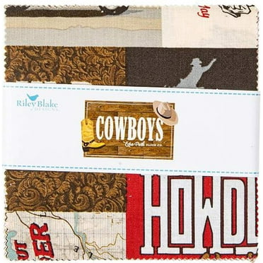 Cowboys Riley Blake Stacker by Echo Park Paper Co.; 42 - 5" Precut Fabric Quilt Squares