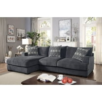 Contemporary Modular Sectional L-Shaped Left Chaise Sectional Gray Chenille Living Room Furniture Couch Sofa Lounge Guest