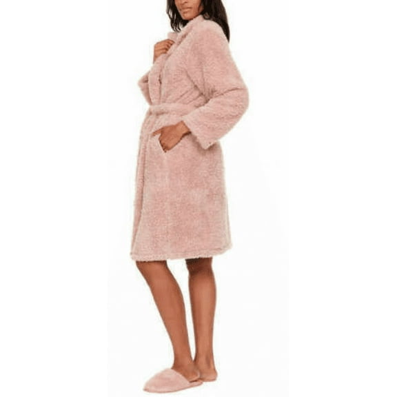 Flora Nikrooz Womens Cozy Notch Collar Robe Rose S/M