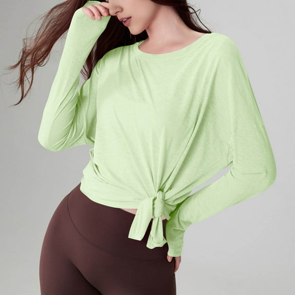SDNall Ladies' Fashion Casual Solid Color Round Neck Long Sleeve Shirt, Versatile Everyday Top