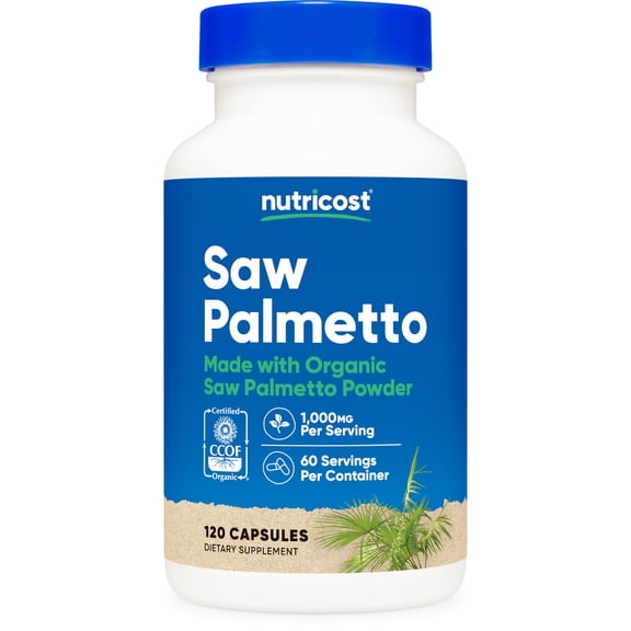 Nutricost Saw Palmetto 1000mg, 120 Capsules - Supplement Made with Organic Saw Palmetto
