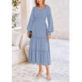 thumbnail image 6 of PRETTYGARDEN Women's Smocked Maxi Dress Spring Casual Long Sleeve Swiss Dot Ruffle Long Flowy Going Out Dresses with Pockets, 6 of 6