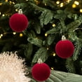 thumbnail image 2 of 6Pcs Velvet Christmas Ornaments Balls Flocked Christmas Tree Ball Hanging Ornaments Shatterproof Xmas Bulbs Decorations Set Velvet Ornament Balls for Holiday Wedding (Red), 2 of 8