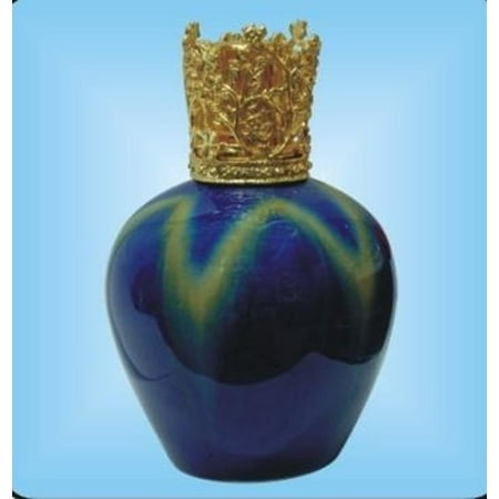 - Blue Porcelain Perfume Lamp with Yellow Star Outline & Gold Garden Cap
