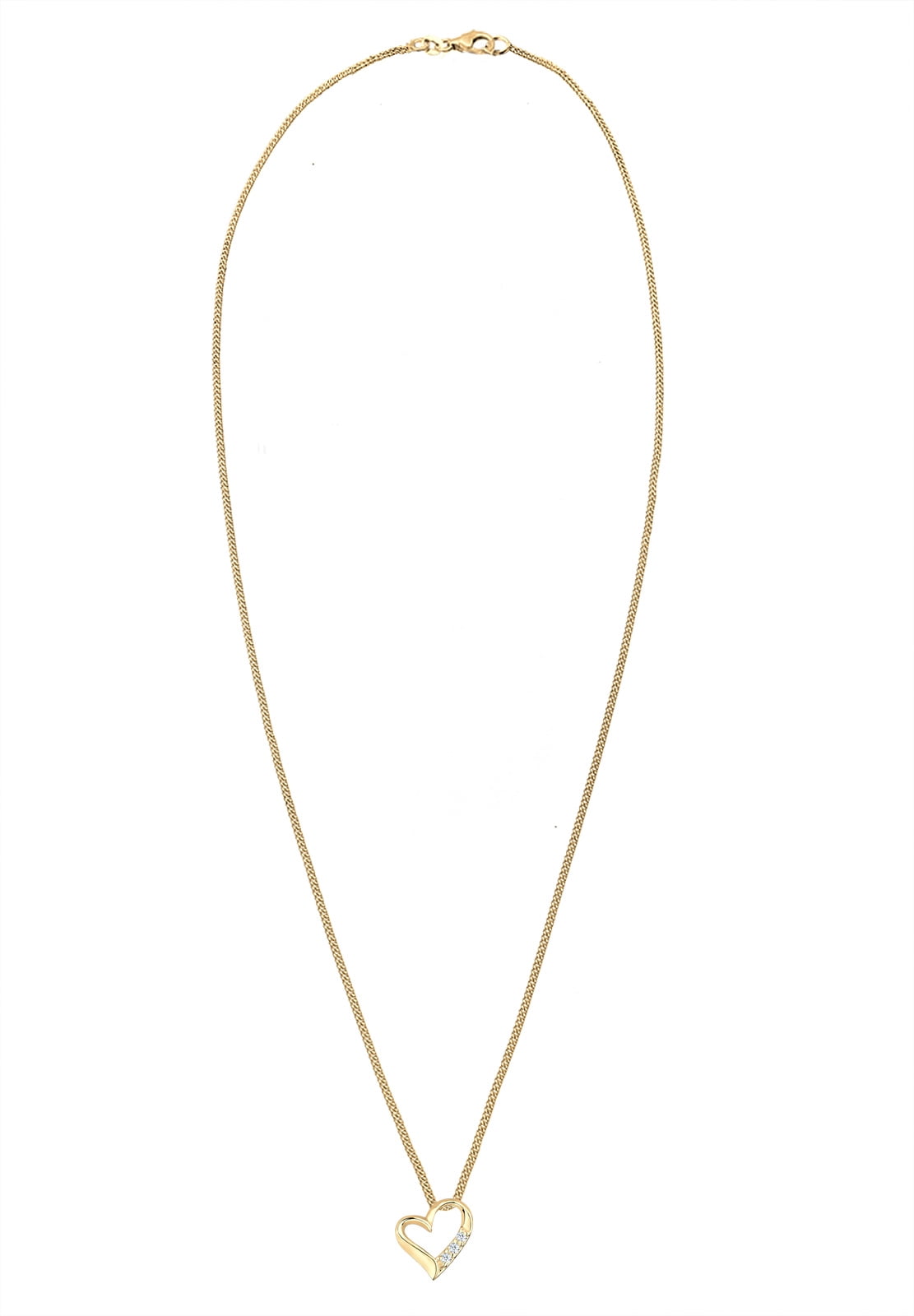 Elli by Julie & Grace Women 18" Diamond (0.045 ct.) Heart Necklace 18K Gold 925 Silver