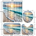 thumbnail image 4 of Pcs Summer Beach Shower Curtain Sets Sea Ocean Bathroom Set Decor with Non-Slip Rugs Bath U-Shaped Mat Toilet Lid Cover Waterproof Starfish Shell Bathroom Curtain Shower Set with 12 Hooks, 4 of 6