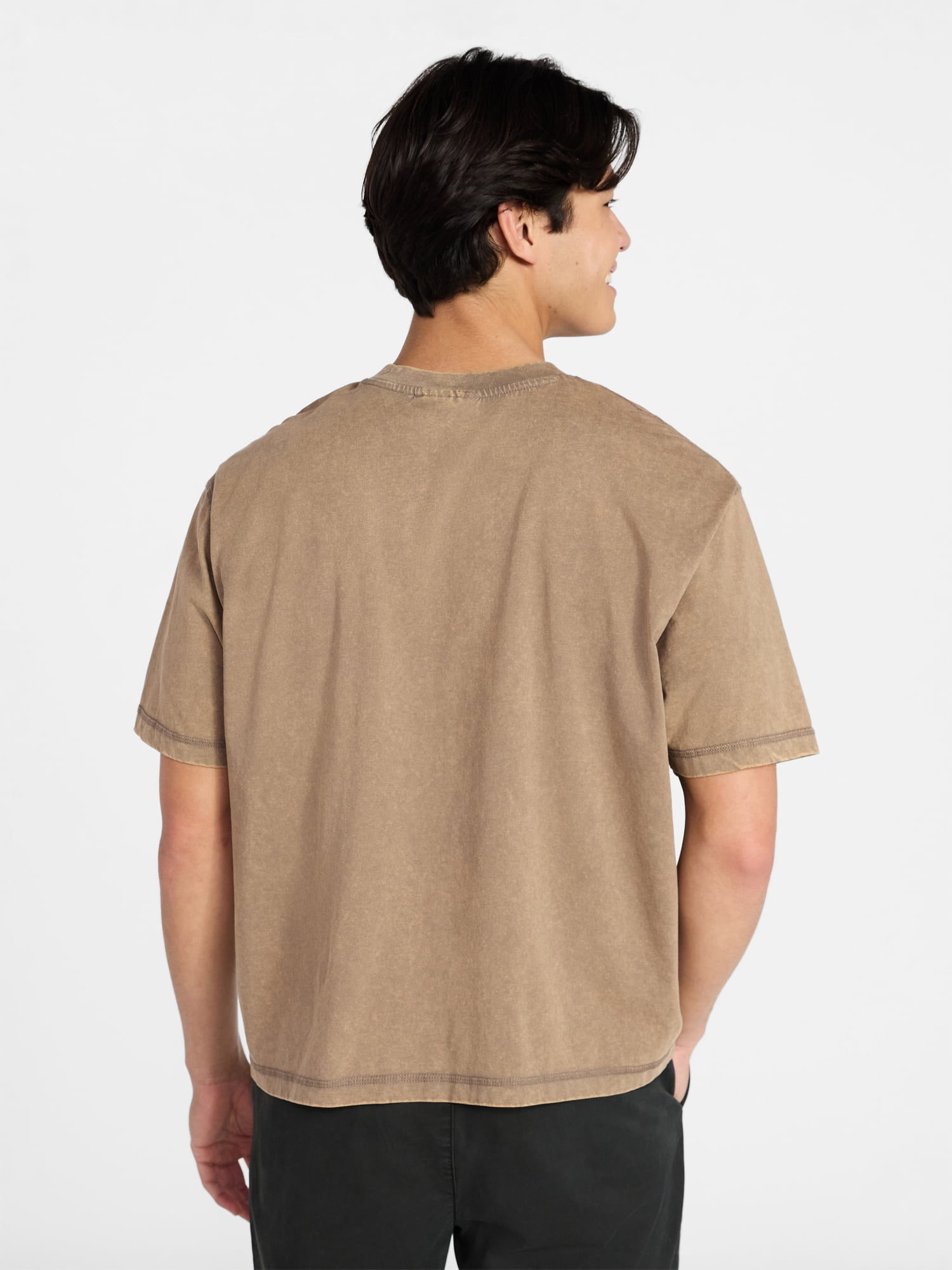 No Boundaries Oversized Cropped Graphic Tee with Short Sleeves, Men's XS-4XLT