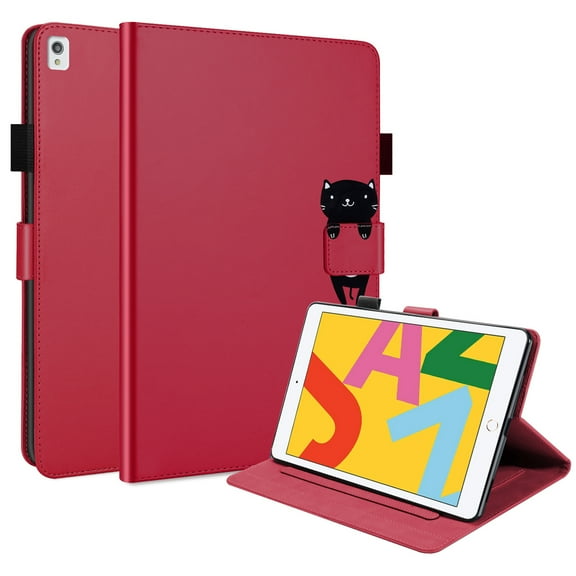 Dteck Case for Apple iPad 9th Generation 10.2-inch 2021,Magnetic PU Leather Wallet Card Holder Smart iPad 8th/7th Gen 10.2" Case Kickstand Shockproof Automatic wake/sleep Folio Cover,Red