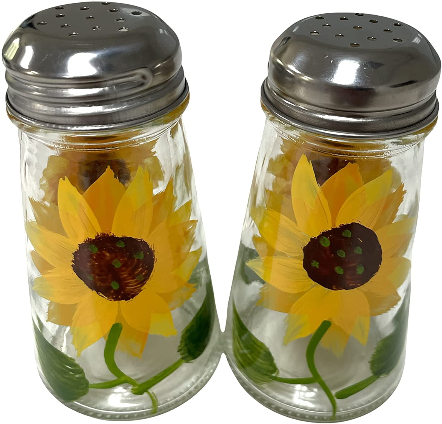 Hand Painted Tapered Sunflowers Salt and Pepper Shaker Set