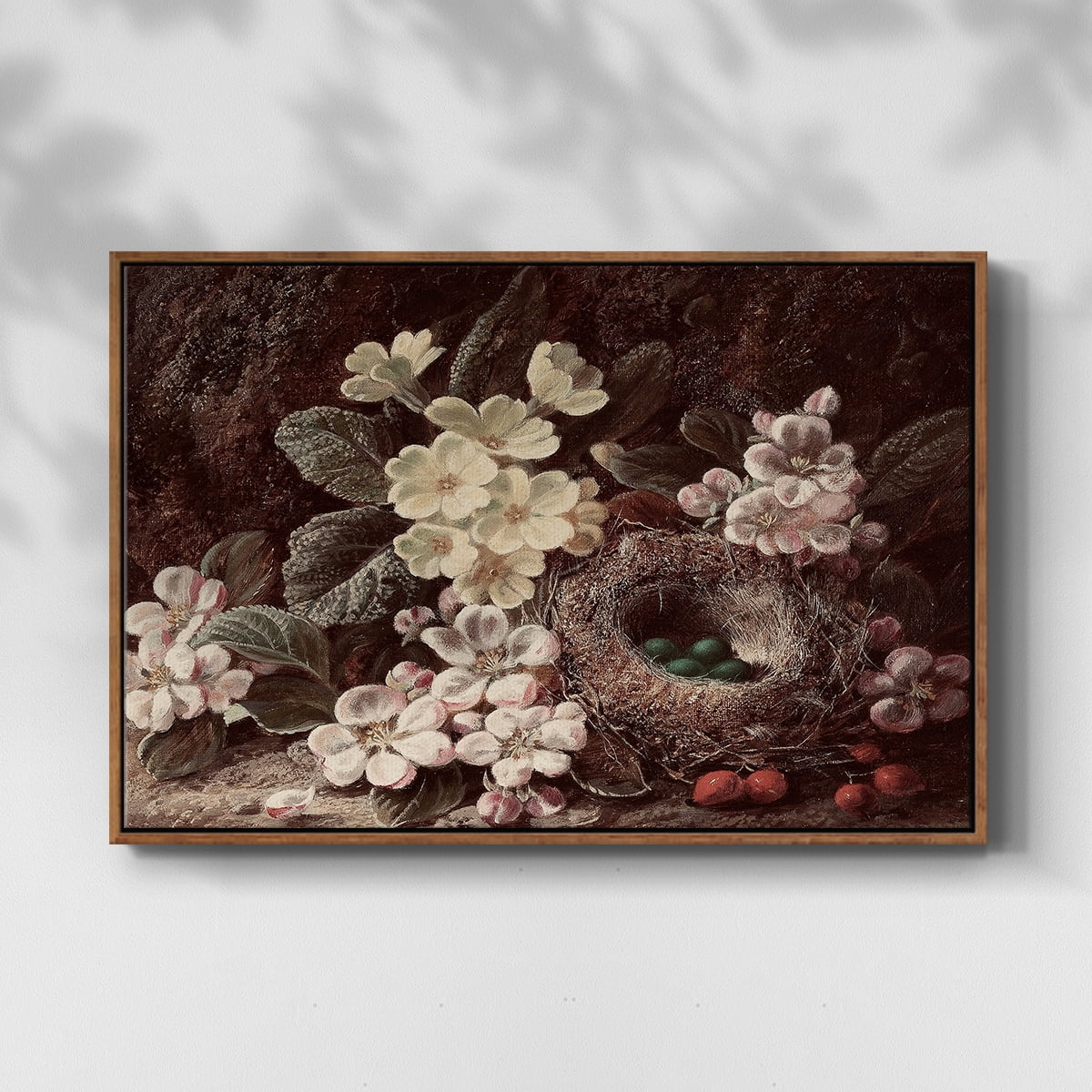 Vintage Botanical Print-LI By Wexford Home Framed in Walnut Wood Gallery Wrapped Canvas 27 in. x 41 in.