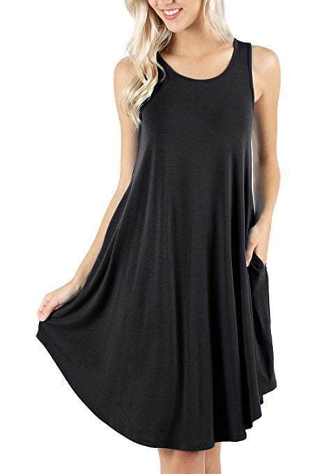 Women's Sleeveless Pocket Casual Vest T-shirt Swing Dress | Walmart Canada