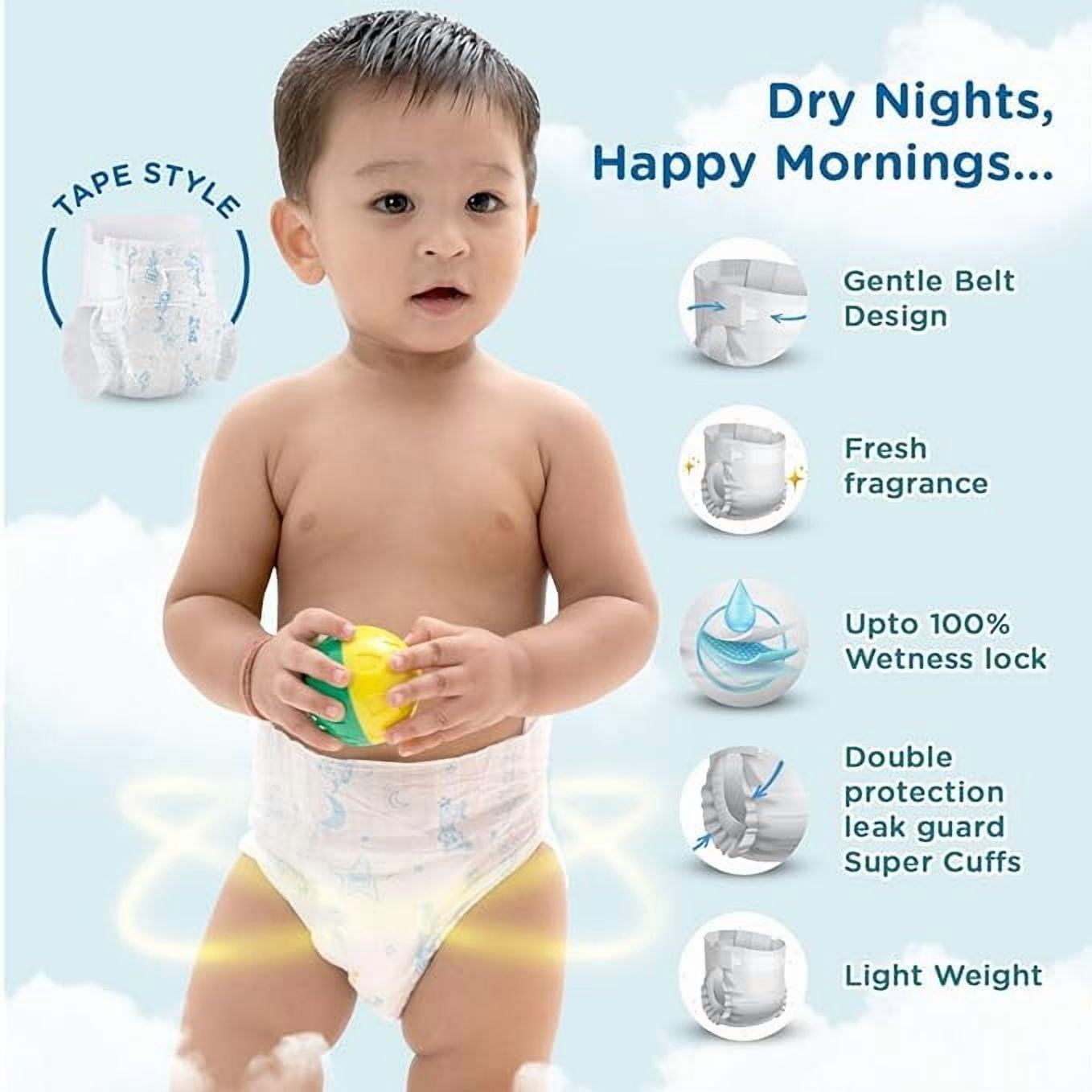 Mee Mee Premium Breathable Baby Diapers | Small Size Baby Taped Diapers | 14 PIECES