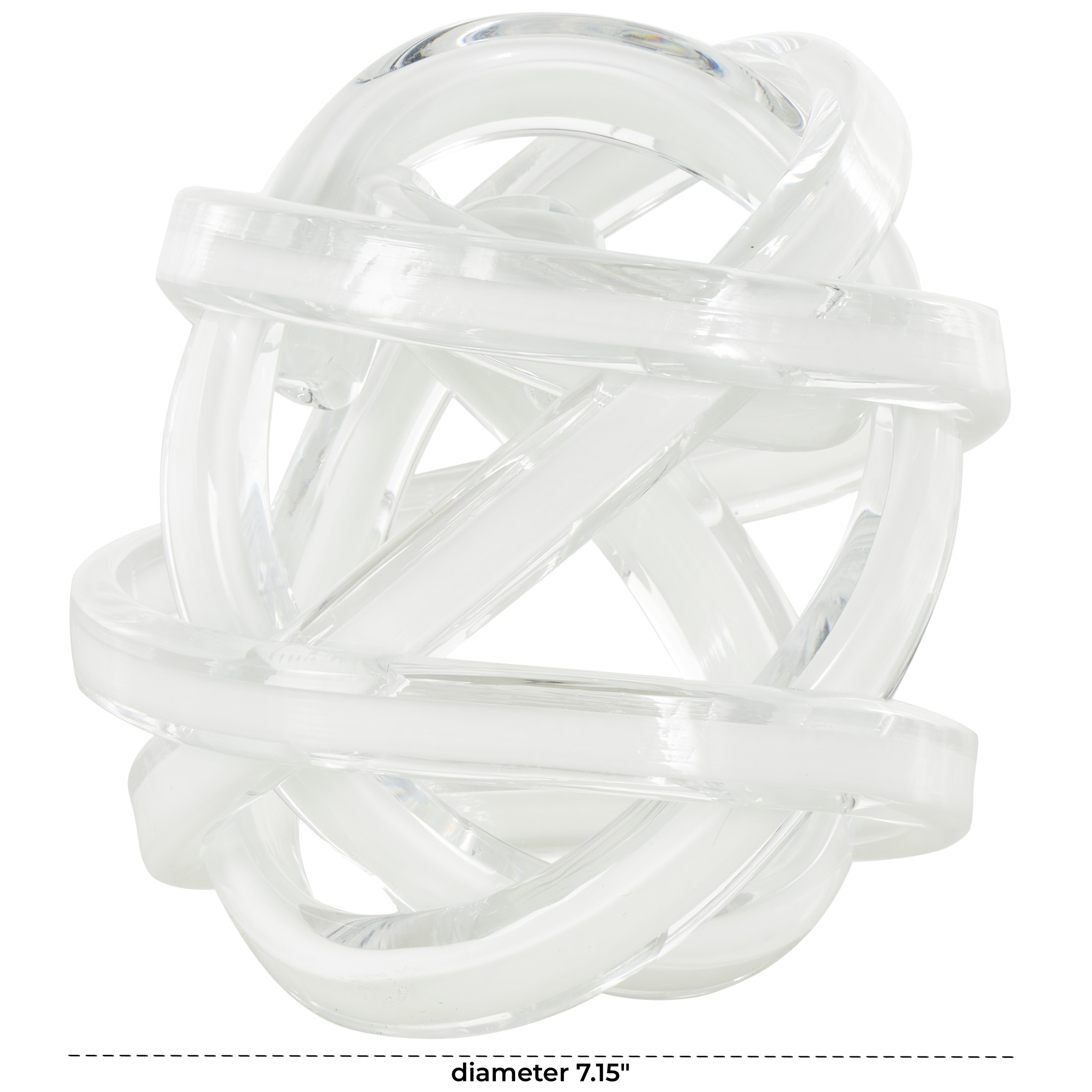 7" x 7" White Glass Brushed Ombre Twisted Knot Sculpture, by DecMode