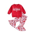 thumbnail image 2 of Newborn Baby Girls Valentine’s Day Clothes 6M 12M 18M 24M 3Y 4Y Long Sleeve Pullover Sweatshirts+Heart Print Flare Pants Set Toddler Casual Clothing, 2 of 10