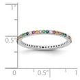 thumbnail image 5 of Prizma Sterling Silver Rhodium-plated Colorful CZ Thin Band Ring, 5 of 6