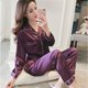 thumbnail image 3 of Conjunto de pijama de satén de seda para mujer, ropa de dormir, pijama para mujer, conjunto de pijama de dos piezas para dormir para mujer, pijama femenino Fofo, 3 of 5