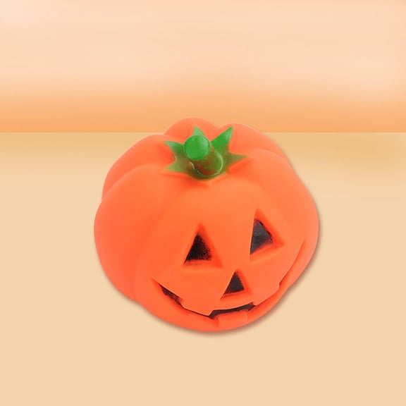 Squeaky Pumpkin Dog Toy for Aggressive Chewers Durable Enamel Rubber Bite Toy with Squeaker for Pet Teething Playtime Interactive 3.1 Inch