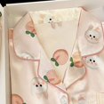 thumbnail image 3 of Pijama de seda de hielo para mujer, traje de verano, pantalones cortos de manga corta, ropa informal para estar en casa, bonito pijama con estampado de conejos., 3 of 6