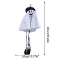 thumbnail image 3 of Halloween Hanging Ghost Decoration with Witch Hat and Striped Legs Indoor Outdoor Spooky Decor, 3.5 Feet, 3 of 4
