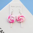 thumbnail image 4 of Pendientes de piruleta de cerámica suave de estilo lindo con personalidad de moda, pendientes divertidos a juego con el color, joyas, patrón de bloques de colores, frutas y elementos, 4 of 5