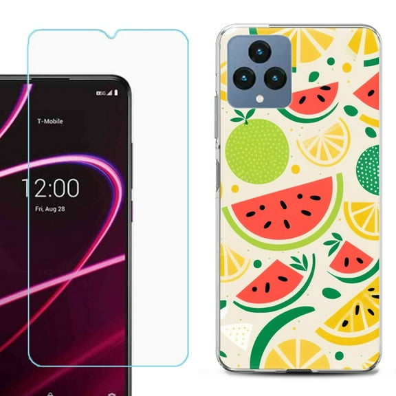 OneToughShield ® for T-Mobile Revvl 6x 5G Shockproof Phone Case, with Tempered Glass Screen Protector - Watermelon Mix