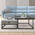 thumbnail image 2 of TY Arts & Culture Modern Waterproof Glass Square Coffee Tea End Table Twin Set of 2 Grey, 2 of 9